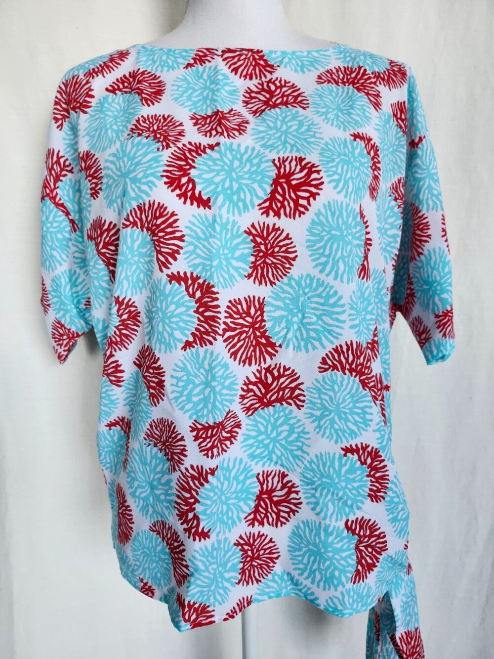 Michael Kors Coral Print Loose Fit Top Blouse Size XS